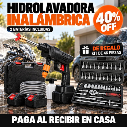 Hidrolavadora Inalámbrica con 2 Baterías + Kit de Herramientas Gratis